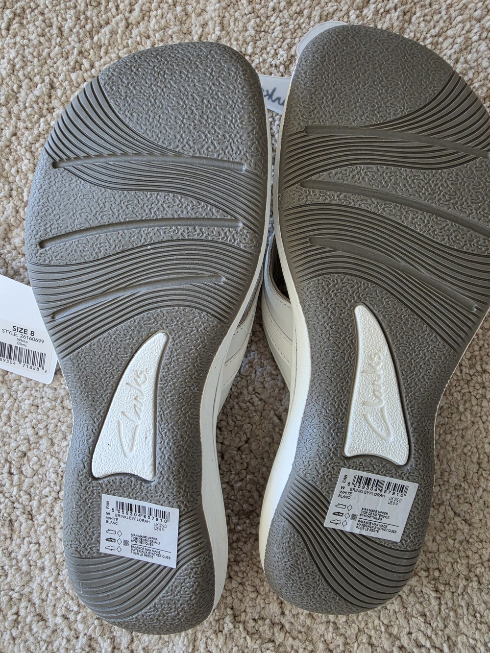 Clarks White Floral Cloudsteppers Slip-On Sandals - Picture 3 of 6
